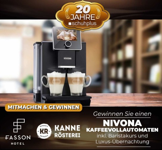 schuhplus: ein NIVONA Kaffeevollautomat NICR 960 inkl. Baristakurs und Luxus-Übernachtung