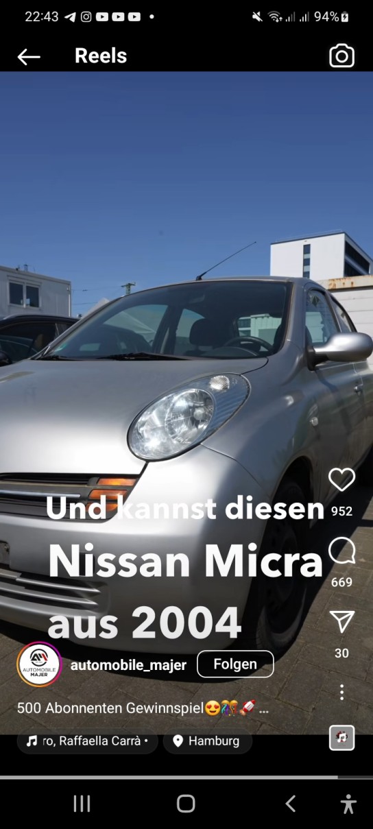 Automobile Majer - 1 x Nissan Micra (INSTAGRAM)