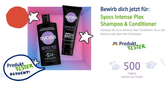 dm Drogerie: 500 Produkttester für Syoss Intense Plex Shampoo & Conditioner gesucht