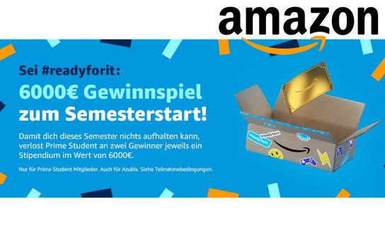 Amazon Prime Student: 2 x ein Stipendium in Höhe von 6.000 € Amazon Prime Student: 2 x ein Stipendium in Höhe von 6.000 €
