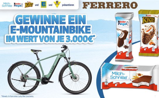 Ferrero & EDEKA: ein Fahrradgutschein im Wert von 3.000 € Ferrero & EDEKA: ein Fahrradgutschein im Wert von 3.000 €