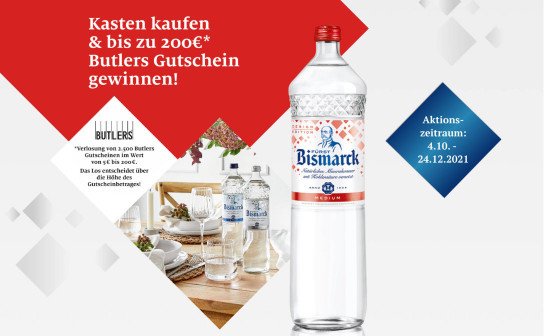 Fürst Bismarck: 60 x ein 200 € BUTLERS Gutschein Fürst Bismarck: 60 x ein 200 € BUTLERS Gutschein