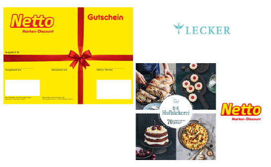 LECKER: 5 Netto-Einkaufsgutscheine im Wert von je 50 € plus ein Backbuch LECKER: 5 Netto-Einkaufsgutscheine im Wert von je 50 € plus ein Backbuch