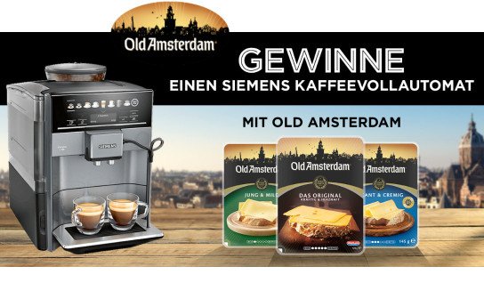 Old Amsterdam: jede Woche 10 x ein Siemens Kaffeevollautomat Old Amsterdam: jede Woche 10 x ein Siemens Kaffeevollautomat