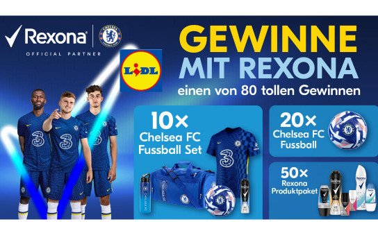 Rexona & Lidl: 10 Fussball Sets, 20 Chelsea Fussbälle & 50 Rexona Pakete zu gewinnen! Rexona & Lidl: 10 Fussball Sets, 20 Chelsea Fussbälle & 50 Rexona Pakete zu gewinnen!