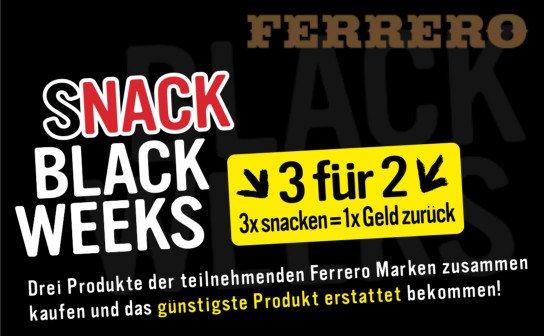 Ferrero: jetzt das günstigste von 3 Produkten erstattet bekommen Ferrero: jetzt das günstigste von 3 Produkten erstattet bekommen