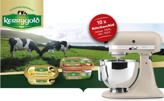 Kerrygold: 10 x eine KitchenAid Artisan Küchenmaschine für je 700 € Kerrygold: 10 x eine KitchenAid Artisan Küchenmaschine für je 700 €