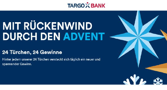 TARGOBANK: Adventskalender 2021 - täglich ein Einkaufsgutschein zu gewinnen TARGOBANK: Adventskalender 2021 - täglich ein Einkaufsgutschein zu gewinnen