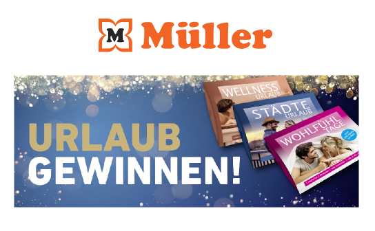 Müller: 3 Kurzurlaube für 2 Personen in einem Hotel nach Wahl Müller: 3 Kurzurlaube für 2 Personen in einem Hotel nach Wahl