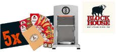 BLOCK HOUSE: jeden Monat 5 x ein Beefer one Pro inkl. Grillpaket im Gesamtwert von 4.250 € BLOCK HOUSE: jeden Monat 5 x ein Beefer one Pro inkl. Grillpaket im Gesamtwert von 4.250 €