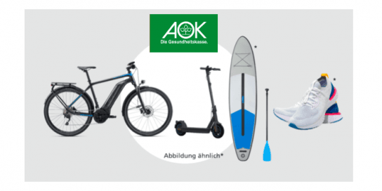 AOK Niedersachsen: Zu gewinnen gibt es 1 E-Bike, 1 E-Scooter, 1 SUP-Set und mehr AOK Niedersachsen: Zu gewinnen gibt es 1 E-Bike, 1 E-Scooter, 1 SUP-Set und mehr