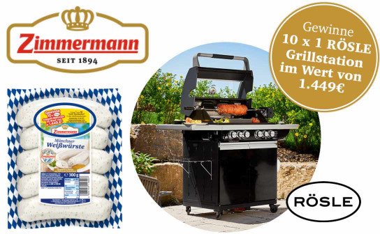 Fleischwerke Zimmermann: 10 x eine RÖSLE Gasgrill-Station im Gesamtwert von 15.000 € Fleischwerke Zimmermann: 10 x eine RÖSLE Gasgrill-Station im Gesamtwert von 15.000 €