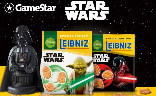 GameStar: 5 x ein LEIBNIZ Star Wars-Kekspaket mit einem Cable Guy Darth Vader GameStar: 5 x ein LEIBNIZ Star Wars-Kekspaket mit einem Cable Guy Darth Vader