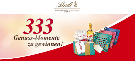Lindt & Lillet: 333 Genuss-Pakete von Lindt und Lillet zu gewinnen Lindt & Lillet: 333 Genuss-Pakete von Lindt und Lillet zu gewinnen