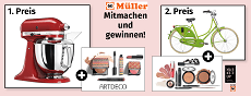 Müller: Verlost wird eine KitchenAid-Küchenmaschine und ein Ortler-Van-Dyck-Fahrrad Müller: Verlost wird eine KitchenAid-Küchenmaschine und ein Ortler-Van-Dyck-Fahrrad