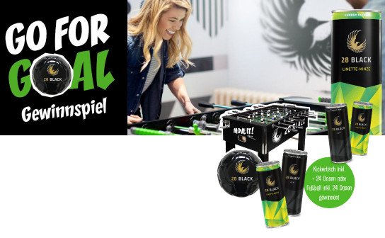 28 BLACK: ein Kickertisch inkl. 24er Box 28 BLACK Limette-Minze/Açai 28 BLACK: ein Kickertisch inkl. 24er Box 28 BLACK Limette-Minze/Açai