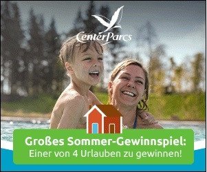 CenterParks: einen von 4 Urlauben im CenterPark gewinnen CenterParks: einen von 4 Urlauben im CenterPark gewinnen