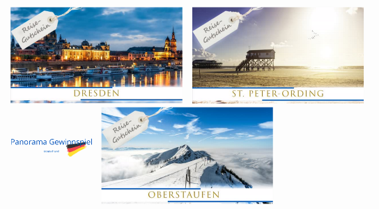 Panorama: 3 Reisegutscheine im Wert von 600 € zu gewinnen Panorama: 3 Reisegutscheine im Wert von 600 € zu gewinnen