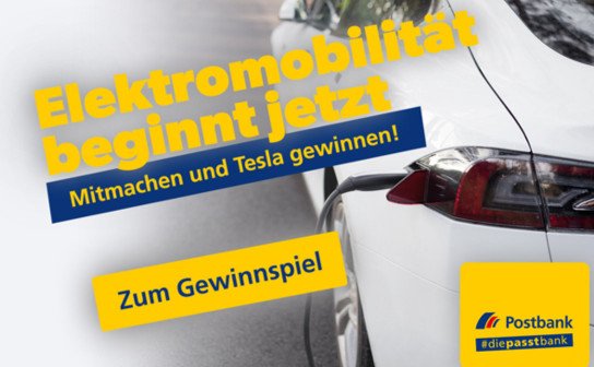 Postbank: ein Tesla Model 3 Elektroauto im Wert von über 40.000 € Postbank: ein Tesla Model 3 Elektroauto im Wert von über 40.000 €