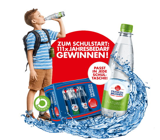 FRANKEN BRUNNEN: 1 von 111 Jahresvorräten FRANKEN BRUNNEN Mineralwasser gewinnen FRANKEN BRUNNEN: 1 von 111 Jahresvorräten FRANKEN BRUNNEN Mineralwasser gewinnen