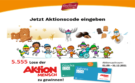 Coppenrath Feingebäck: verlost werden 5.555 Aktion Mensch Lose Coppenrath Feingebäck: verlost werden 5.555 Aktion Mensch Lose