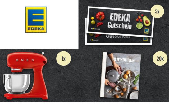 EDEKA: eine SMEG Küchenmaschine, 5 x 50 € Gutscheine und weitere Preise EDEKA: eine SMEG Küchenmaschine, 5 x 50 € Gutscheine und weitere Preise