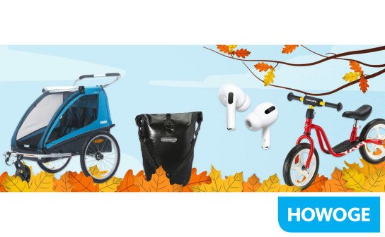 HOWOGE: THULE Fahrradanhänger, AirPods Pro, Fahrrad-Packtasche, Laufrad - wöchentliche Teilnahme HOWOGE: THULE Fahrradanhänger, AirPods Pro, Fahrrad-Packtasche, Laufrad - wöchentliche Teilnahme