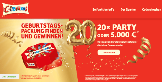 MARS (CELEBRATIONS®): gewinne eine Party oder eine Auszahlung in Höhe von 5.000 € MARS (CELEBRATIONS®): gewinne eine Party oder eine Auszahlung in Höhe von 5.000 €