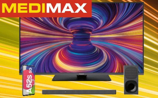 MEDIMAX: ein Panasonic Fernseher, ein Samsung Galaxy A52s 5G & eine Sony HTG 700 Soundbar MEDIMAX: ein Panasonic Fernseher, ein Samsung Galaxy A52s 5G & eine Sony HTG 700 Soundbar
