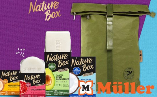 Müller: 5 mit Nature Box Produkten gefüllte Rucksäcke von Papero Müller: 5 mit Nature Box Produkten gefüllte Rucksäcke von Papero