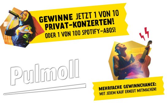 Pulmoll: 10 x ein Privat-Konzert im Wert von 1.000 Euro & 100 x Spotify-Abos Pulmoll: 10 x ein Privat-Konzert im Wert von 1.000 Euro & 100 x Spotify-Abos