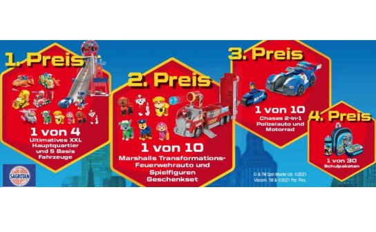 Sagrotan: 54 Paw Patrol Preise (Geschenksets, Schulpakete & mehr) zum Film werden verlost! Sagrotan: 54 Paw Patrol Preise (Geschenksets, Schulpakete & mehr) zum Film werden verlost!