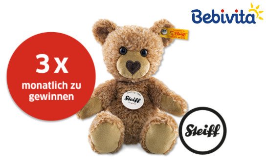 Bebivita: jeden Monat 3 x ein Steiff-Teddybär