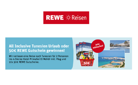 REWE Reisen: gewinne eine Reise für 2 Personen nach Tunesien inkl. Flug
