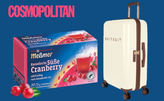 Cosmopolitan: 2 SuitSuit Koffer & Meßmer Tee zu gewinnen