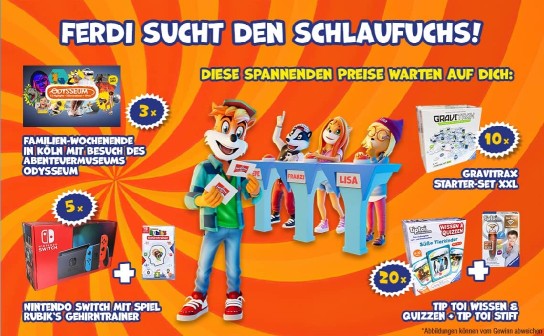 Ferdi Fuchs: 3 Familien-Wochenenden in Köln, 5 Nintendo Switches und 30 weitere Preise
