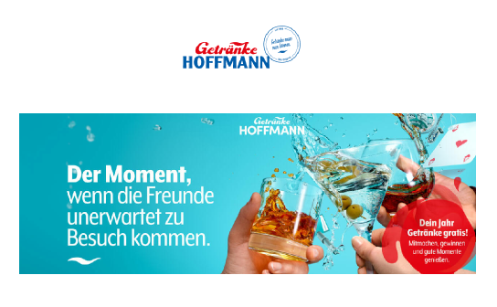 Getränke Hoffmann: gewinne ein Jahr Getränke gratis im Wert von 2.500 € oder wöchentlich einen 50 € Gutschein
