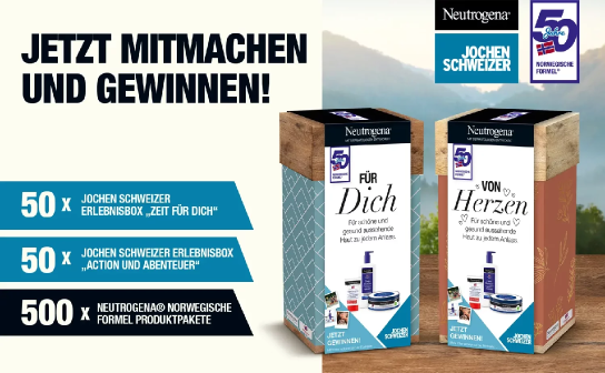 Neutrogena: 100 x eine Jochen Schweizer Erlebnisbox und 500 x ein Neutrogena® Produktpaket
