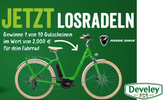 Develey: 10 x ein 2.000 € Fahrradgutschein von Rabe Bike