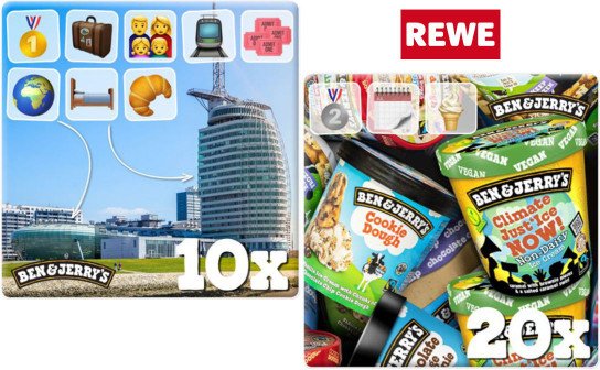 REWE: 10 Weekend-Bundles, 20 Jahresvorräte Ben & Jerry´s Eis & 970 weitere coole Preise