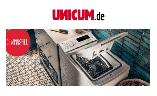 UNICUM: verlost wird eine Topladerwaschmaschine von Amica im Wert von 749 €