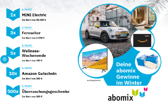 abomix: ein MINI Electric im Wert von 40.000 € und 518 weitere Preise
