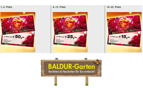 BALDUR-Garten: 33 Geschenk-Gutscheine für insgesamt 700 € werden verlost
