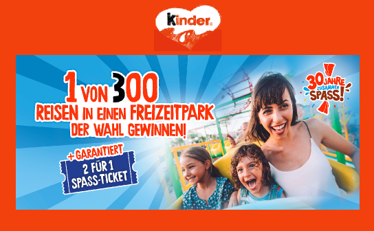Ferrero: 300 x eine Reise in einen Freizeitpark deiner Wahl zu gewinnen