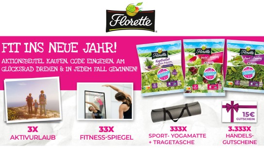 Florette: 3 Aktivurlaube für je 10.000 €, 33 Fitnessspiegel, Einkaufsgutscheine & weitere Preise