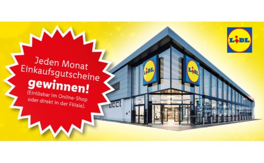 Lidl: jeden Monat 25 Einkaufsgutscheine á 50 € zu gewinnen