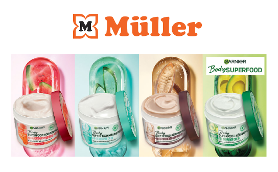 Müller: verlost wird 10 x ein Garnier Body Superfood Produktpaket