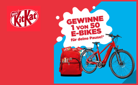 Nestlé: 50 x ein E-Bike und 1.000 x ein KitKat Rucksack