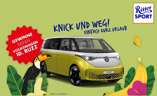 Ritter Sport: verlost wird ein Volkswagen ID. Buzz