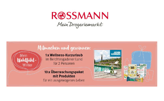 Rossmann: ein Kurzurlaub für 2 Personen im Berchtesgadener Land und 10 weitere Preise